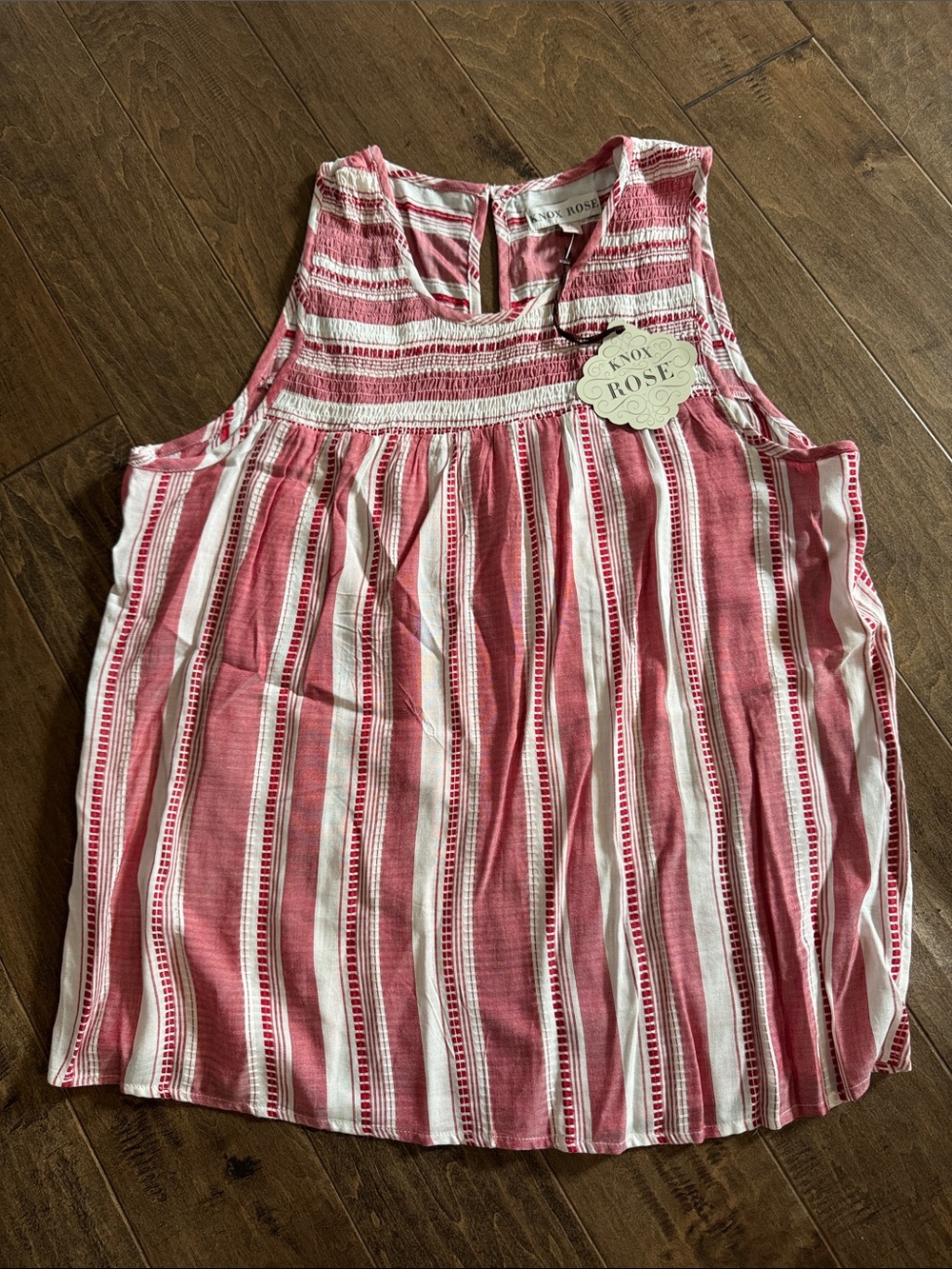 Knox Rose Pink and White Striped Sleeveless Top